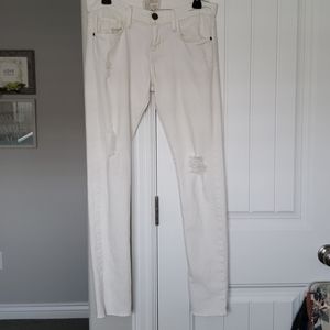 Current/Elliott White Distressed Skinny Jeans